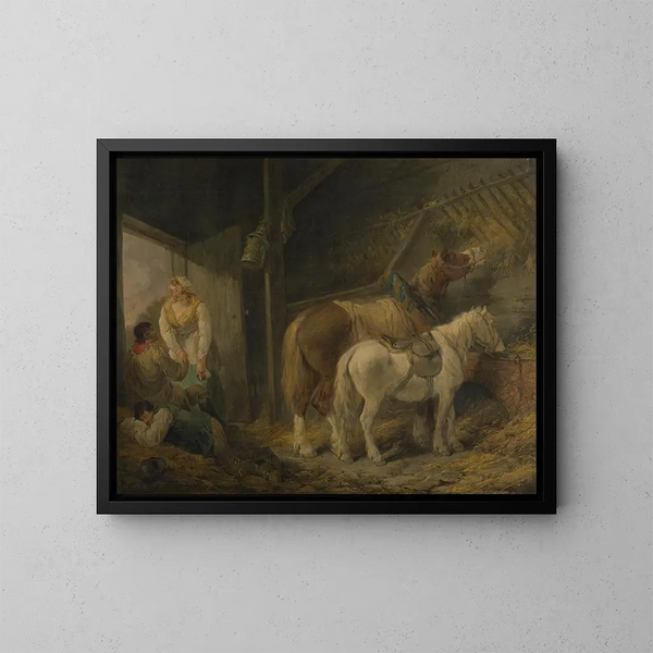 Una cuadra de porteadores - George Morland — cuadro enmarcado en la pared