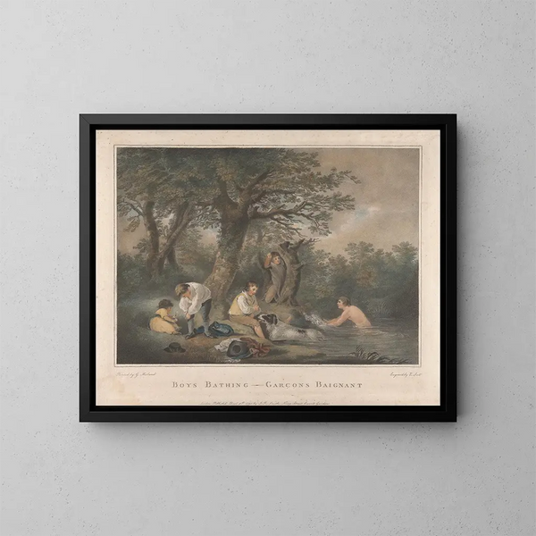 Boys bathing - George Morland — cuadro enmarcado en la pared