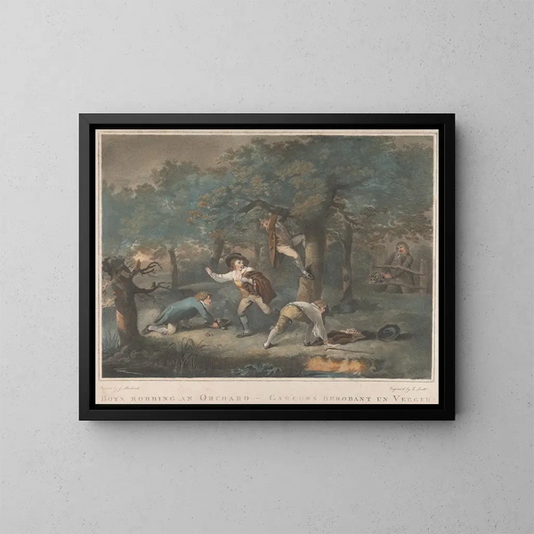 de los chicos volando un huerto - George Morland — cuadro enmarcado en la pared