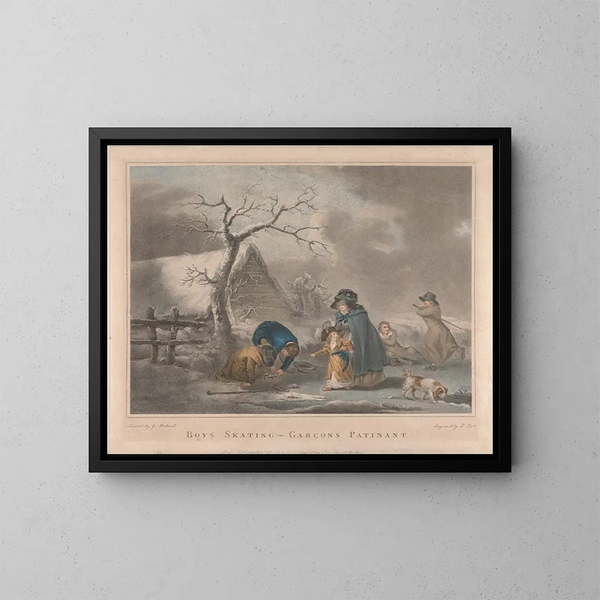 de chicos patinando - George Morland — cuadro enmarcado en la pared