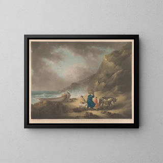 Pescadores - George Morland — cuadro enmarcado en la pared