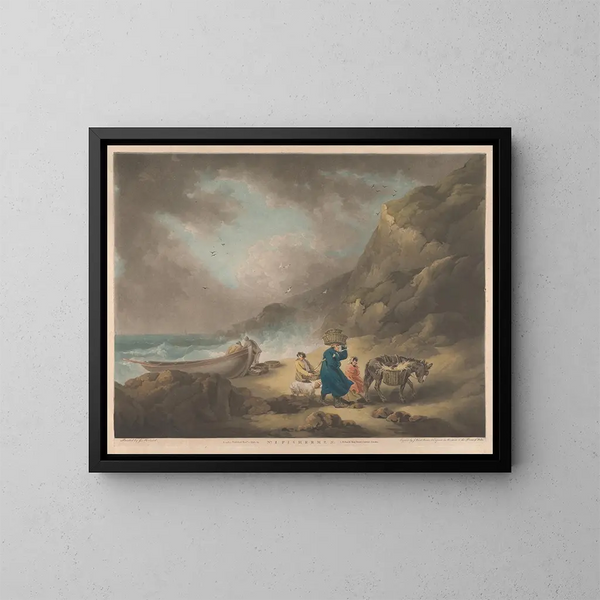 Pescadores - George Morland — cuadro enmarcado en la pared