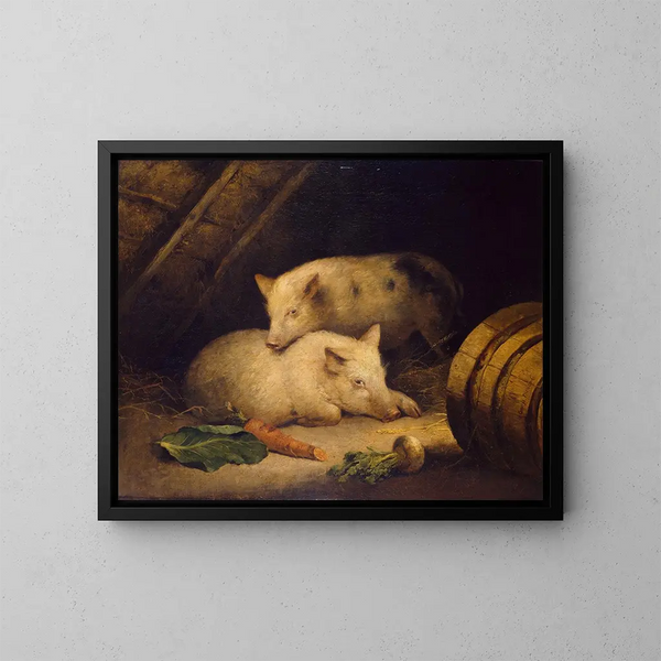 Cochons - George Morland — cuadro enmarcado en la pared