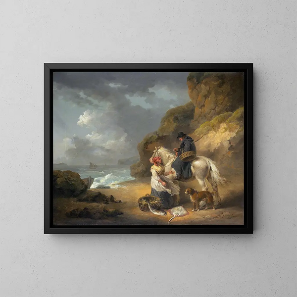 Venta de peces - George Morland — cuadro enmarcado en la pared