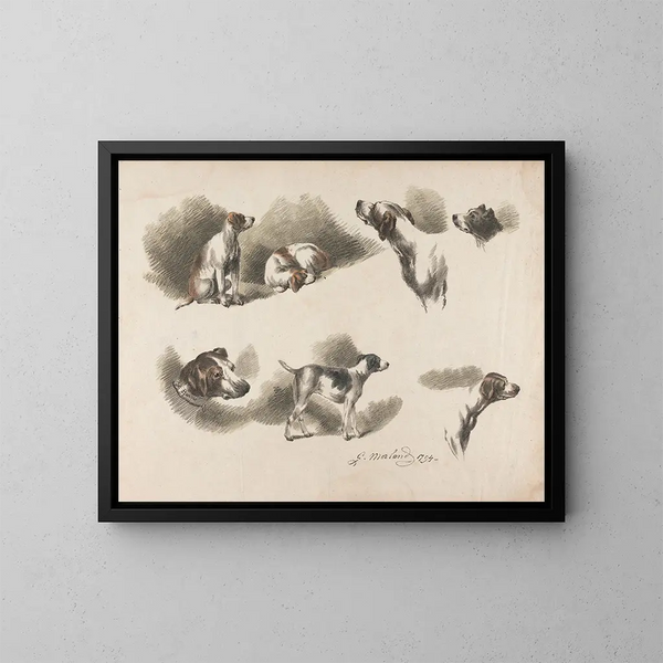 Sept estudios sobre el perro - George Morland — cuadro enmarcado en la pared