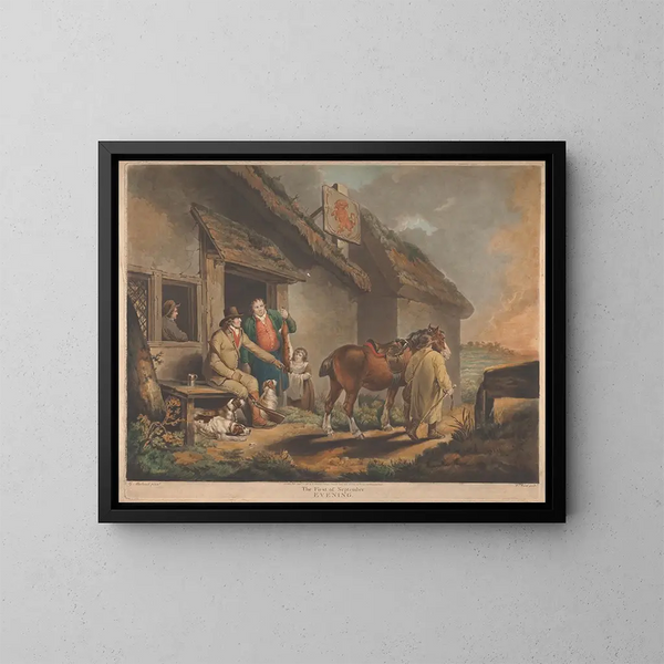 La primera noche de septiembre - George Morland — cuadro enmarcado en la pared