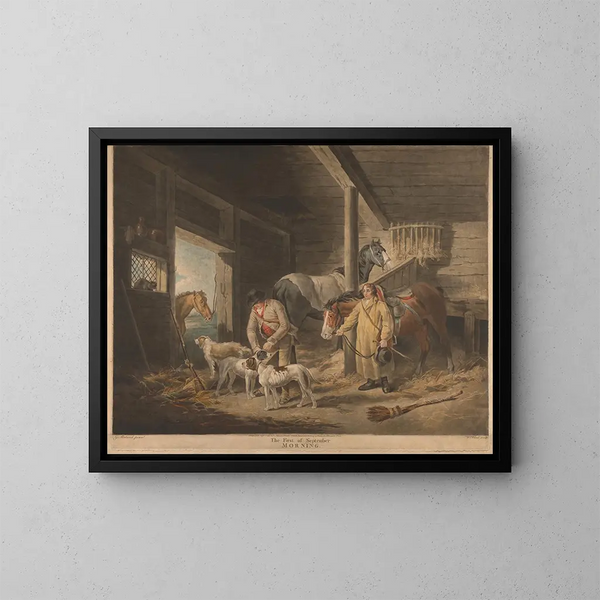 El primer amanecer de septiembre - George Morland — cuadro enmarcado en la pared