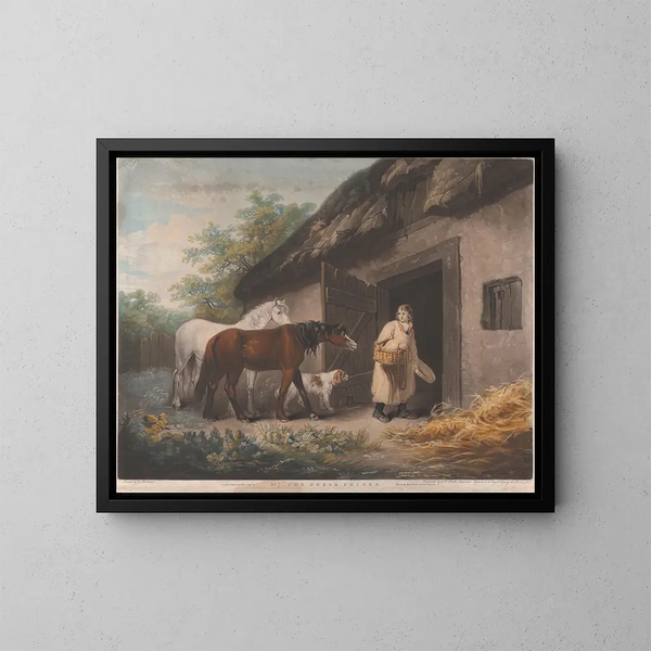 El alimentador de caballos - George Morland — cuadro enmarcado en la pared
