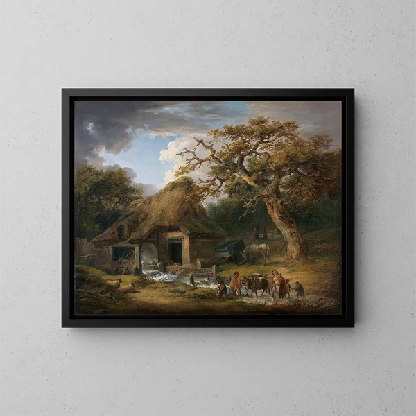 El viejo molino de agua - George Morland — cuadro enmarcado en la pared