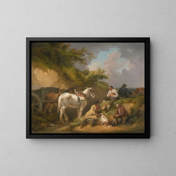 Los trabajadores descansan - George Morland — cuadro enmarcado en la pared