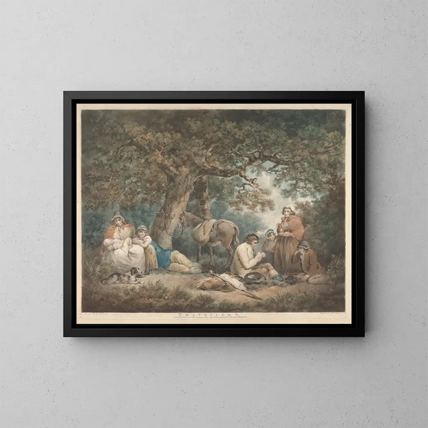 Viajeros - George Morland — cuadro enmarcado en la pared