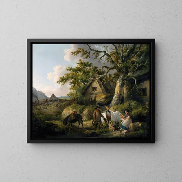 Vista en Enderby, Leicestershire - George Morland — cuadro enmarcado en la pared