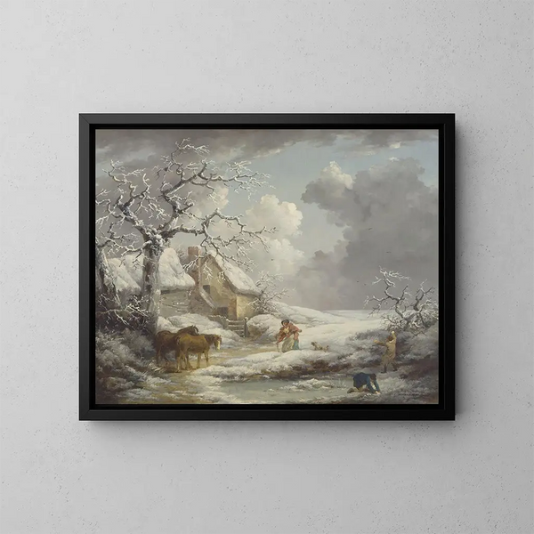 Paisaje de invierno - George Morland — cuadro enmarcado en la pared