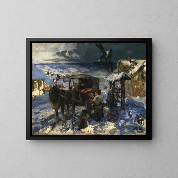 Escena de pueblo - George Overbury Hart — cuadro enmarcado en la pared