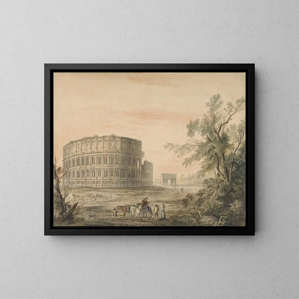 Coliseo de Roma con arco a la izquierda - George Robertson — cuadro enmarcado en la pared