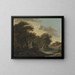 Una vista cerca de Arundel, Sussex, con ruinas junto al agua - George Smith — cuadro enmarcado en la pared