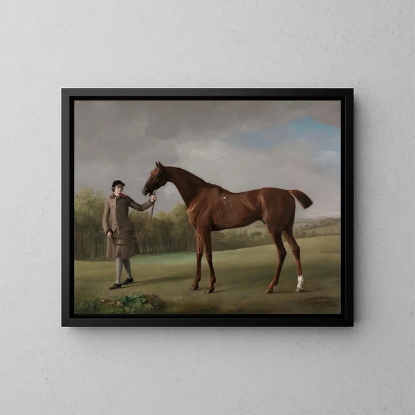 Lustre tenu por un criado - George Stubbs — cuadro enmarcado en la pared