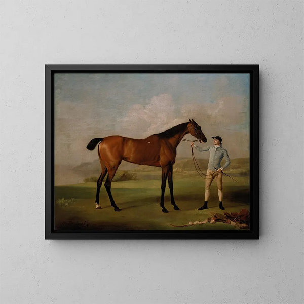 Molly Longlegs con su jockey - George Stubbs — cuadro enmarcado en la pared