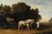 Phaéton con un par de ponis crema y un chico de establo - George Stubbs — vista de la obra