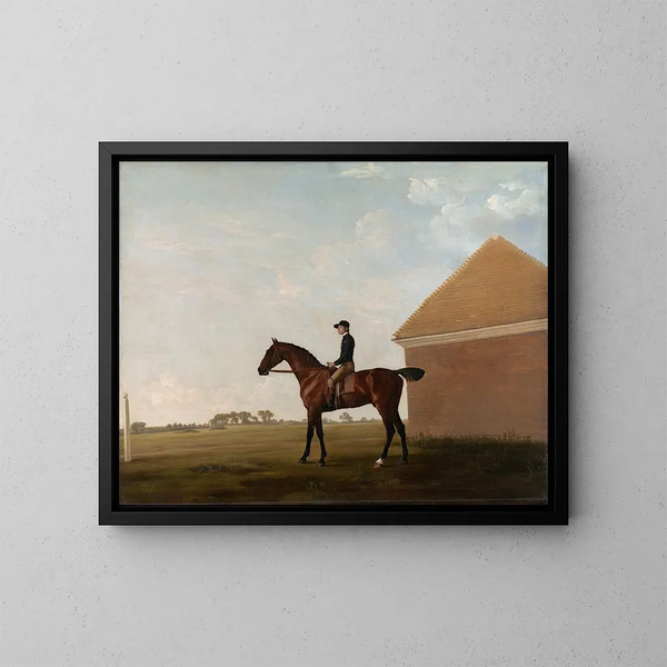 Campo de carreras con jockey en Newmarket - George Stubbs — cuadro enmarcado en la pared