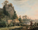 Dos caballeros yendo de caza con vista a Creswell Crags capturada en vivo - George Stubbs — vista de la obra