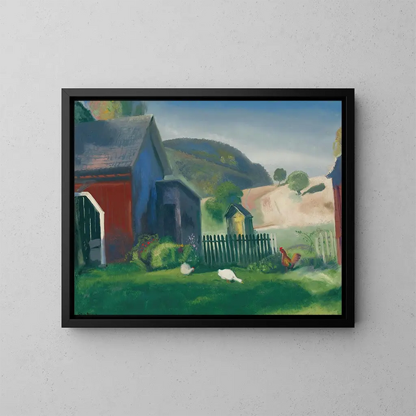 La Ferme et les Poules - George Wesley Bellows — cuadro enmarcado en la pared