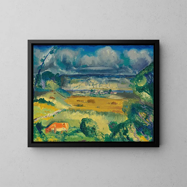 Nubes y pradera - George Wesley Bellows — cuadro enmarcado en la pared