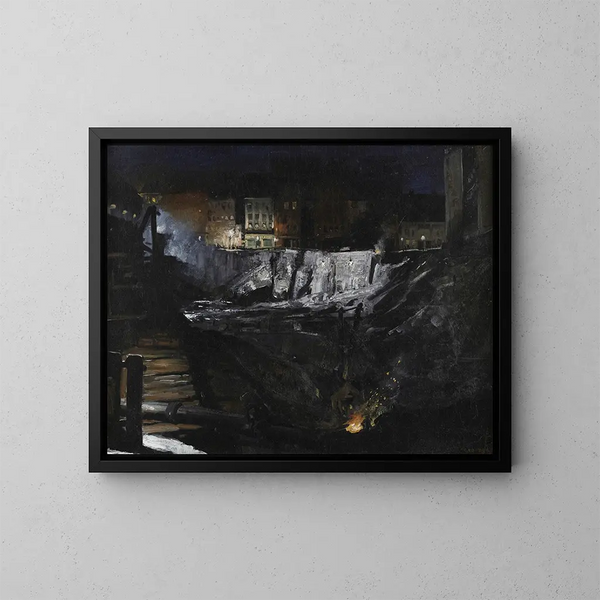 Excavación de noche - George Wesley Bellows — cuadro enmarcado en la pared