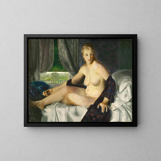 Nu con abanico - George Wesley Bellows — cuadro enmarcado en la pared