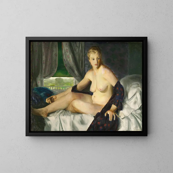 Nu con abanico - George Wesley Bellows — cuadro enmarcado en la pared