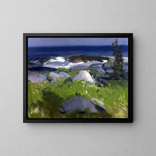 Rivage couvert de vignes, île Monhegan - George Wesley Bellows — cuadro enmarcado en la pared