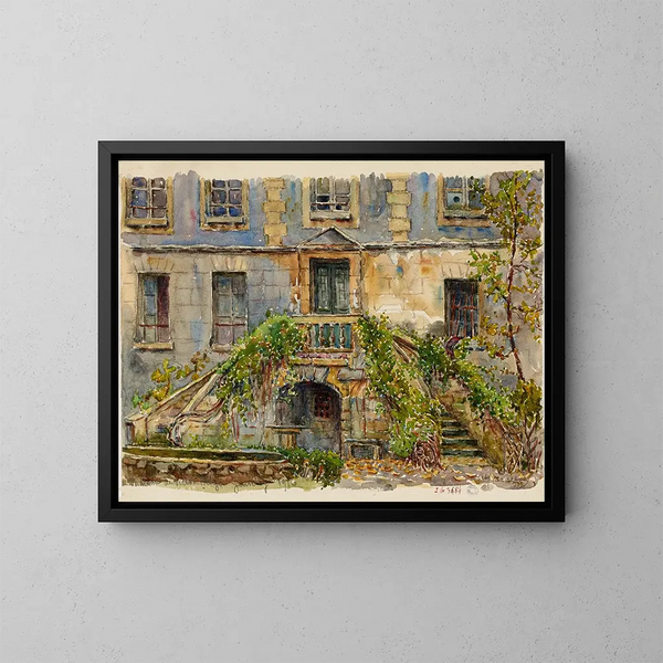 El castillo de Victor Hugo en Gentilly, lado jardín - Georges-Henri Manesse — cuadro enmarcado en la pared