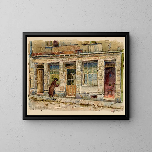 la antigua casa del siglo XV, casa de Nicolas Flamel, conocida como casa del Gran Gable, 51 calle de Montmorency - Georges-Henri Manesse — cuadro enmarcado en la pared