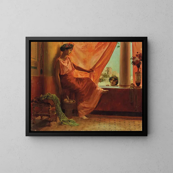 El telón rojo de Argel - Georges Antoine Rochegrosse — cuadro enmarcado en la pared