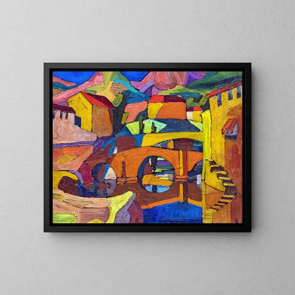 Village cubista - Georges Gaudion — cuadro enmarcado en la pared