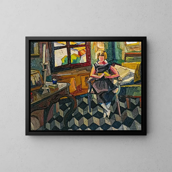 Luce leyendo en Rabastens - Georges Gaudion — cuadro enmarcado en la pared