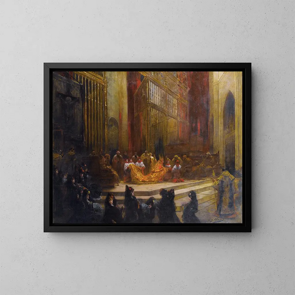 Elegantes en una iglesia española - Georges Jules Victor Clairin — cuadro enmarcado en la pared