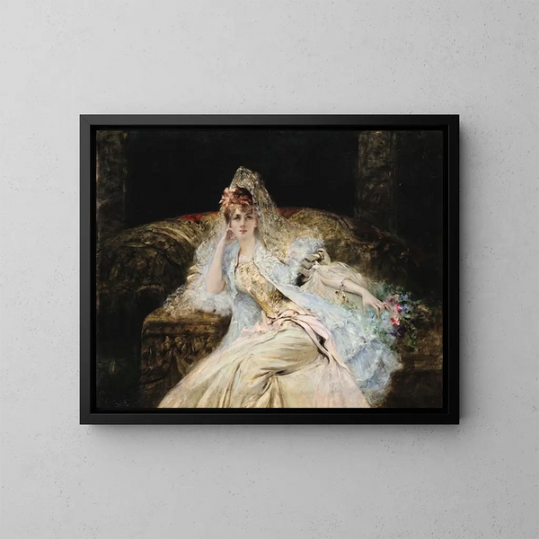 Dama con mantilla - Georges Jules Victor Clairin — cuadro enmarcado en la pared