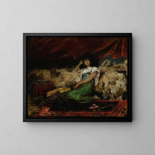 El abanico de pavo real - Georges Jules Victor Clairin — cuadro enmarcado en la pared