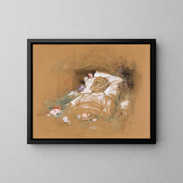 Victor Hugo en su lecho de muerte - Georges Jules Victor Clairin — cuadro enmarcado en la pared
