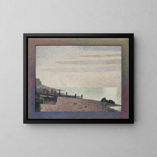 Noche en Honfleur - Georges Seurat — cuadro enmarcado en la pared