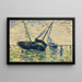 Three boats and a sailor study for L'échouage Grandcamp - Georges Seurat — framed artwork on a wall