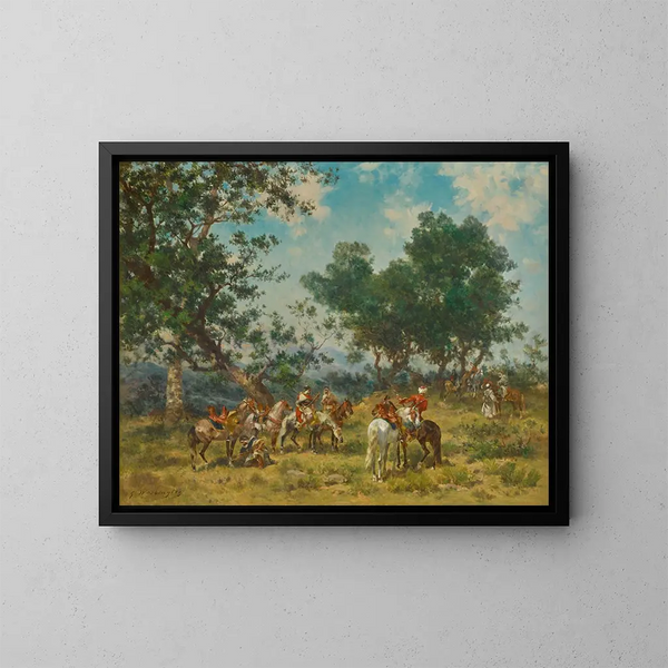 de los caballeros desmontando el campamento - Georges Washington — cuadro enmarcado en la pared