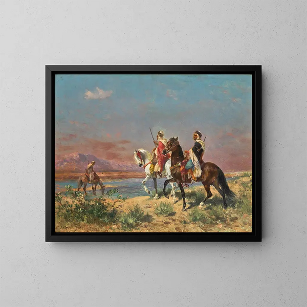 Caballos en un paisaje - Georges Washington — cuadro enmarcado en la pared