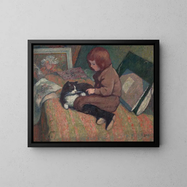 L'Enfant au chat - Georges d'Espagnat — framed artwork on a wall