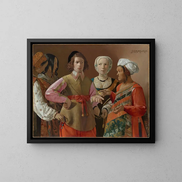La adivina de la buena suerte - Georges de La Tour — cuadro enmarcado en la pared