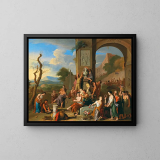 Una sacrificio en ruinas romanas - Gerard Hoet — cuadro enmarcado en la pared
