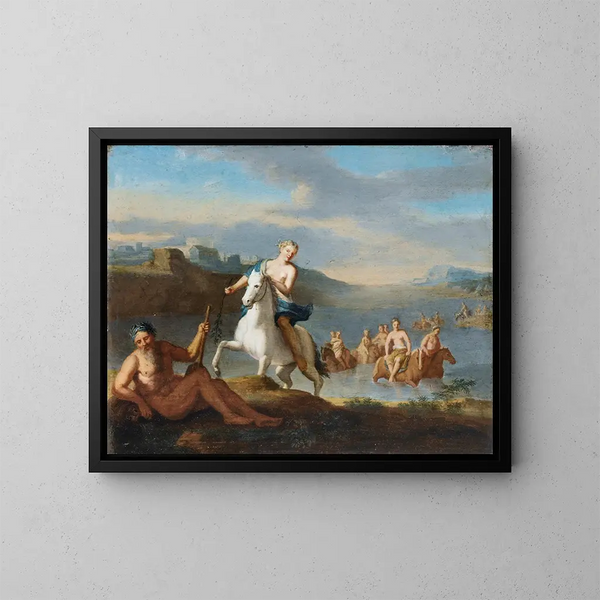 Clélie traversing the Tiber - Gerard Hoet — framed artwork on a wall