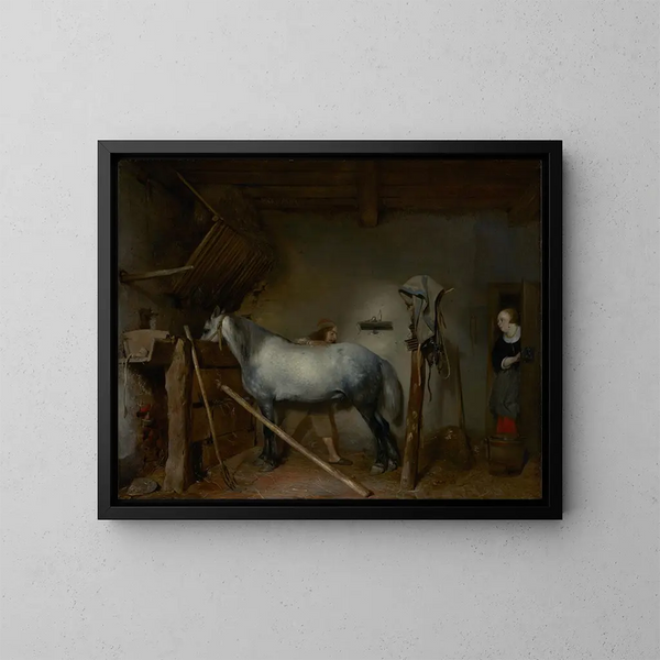 Establo - Gerard ter Borch — cuadro enmarcado en la pared