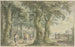 Paisaje con árboles, valla de pastoreo y figuras - Gerard van Rossum — vista de la obra